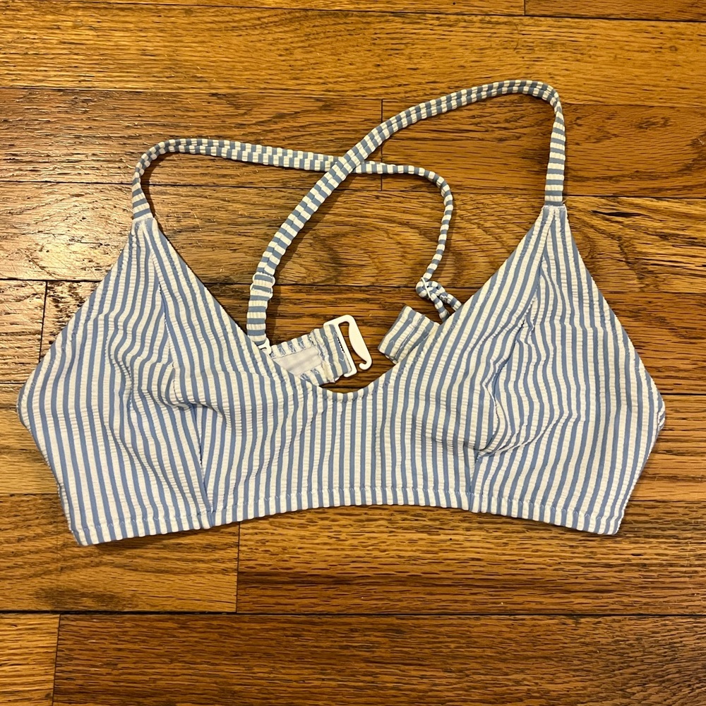 Blue stripes bikini top